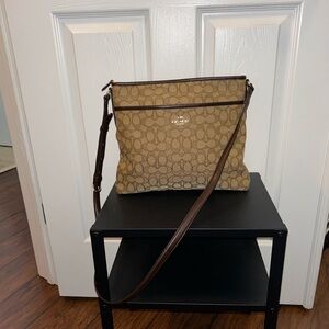 Coach Tan and Brown Messenger Bag